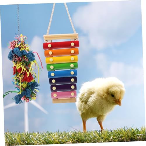 COLLBATH Chicken Hanging Wooden Foraging Playthings with Movable Hook and Lovely Appearance, Fun Chew for Home Decoration and Stress Relief