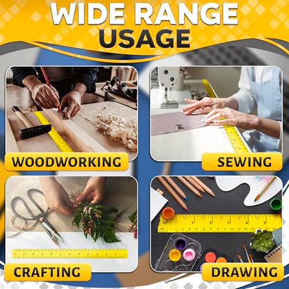 12 Inch Repeating Adhesive Measuring Tape – 13.9 Yards, 1” Wide, Dual Metric, Left-Right Reading, Flexible & Strong Adhesive Ruler Tape for DIY, Crafts, Woodworking, and Sewing Tools Set