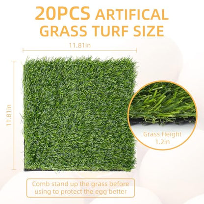20Pcs Chickens Nesting Pads Set, Washable Artificial Grass Nesting Pads, Reusable Laying Eggs Bedding for Chickens Coop, 12 x 12 x 1.2 Inches(Green) - color: Green