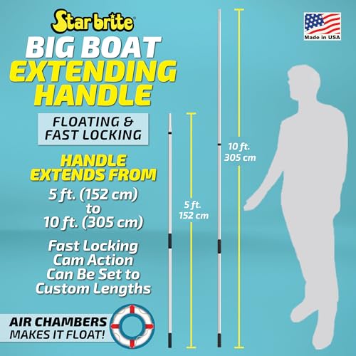 STAR BRITE Extend-A-Brush Handles - Fixed & Telescoping Floating Handles - Quick Connect for Boat, RV, Pool, Auto, Home Cleaning - Durable, Versatile Extension Handles for Multiple Accessories - style: 5'-10' Big Boat Extend-A-Brush