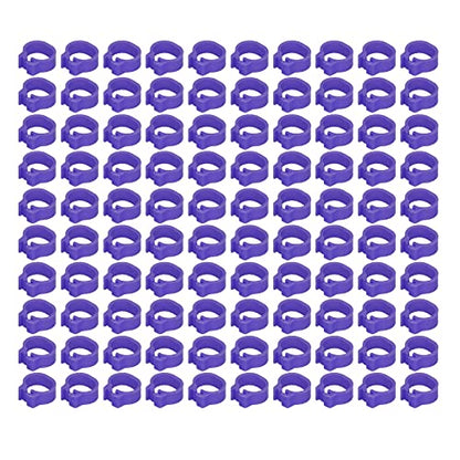 Omabeta 100PCS Reusable 8mm Pigeons Identification Leg Rings for Easy Dovecot Management and Marking, Lightweight Plastic Bands for Poultry Supplies (Purple) - color: Purple