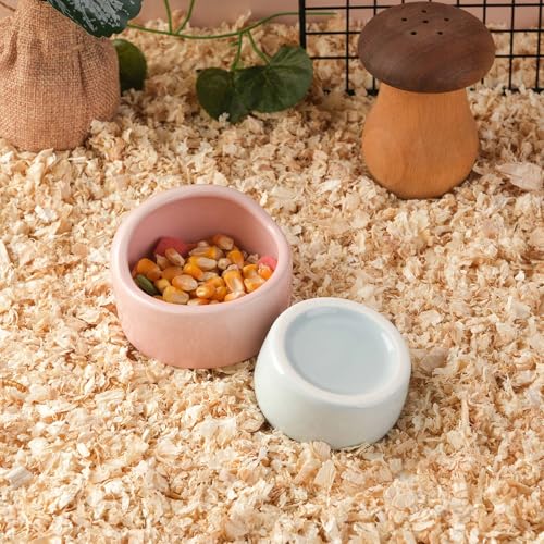 VanEnjoy 4 Pack Medium Hamster Food Bowl Ceramic Guinea Pig Food Dish No Spill Hamster Food and Water Bowl Small Animal Food Bowl for Chinchilla Hedgehog Hamster Gerbil - Pink Blue Yellow and Green - size: 2.95"*2.17"