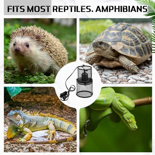 VIHOSE 1 Pcs Reptile Heat Lamp Holder Retractable Anti Scald Lampshade Ceramic Heat Emitter Heating Lamp Shade with Switch for Pet Amphibian Snakes Lizards Turtle Frogs Chicks, Without Bulb (Black) - color: Black