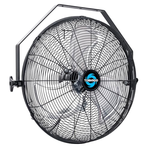 Tornado - 18 Inch High Velocity Industrial Wall Fan with TEAO Enclosure Motor - 4000 CFM - 3 Speed - 6.5 FT Cord - Industrial, Commercial, Residential Use - UL Safety Listed - size: 18 Inch