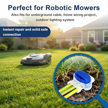 GWHOLE 10PCS 3-Way Wire Connectors Waterproof, for 22-14AGW Wires | Electrical IDC 314-BOX, Quick Splice Repair, Self Stripping, For Robotic Lawn Mower Irrigation Landscape Lighting - color: 10PCS