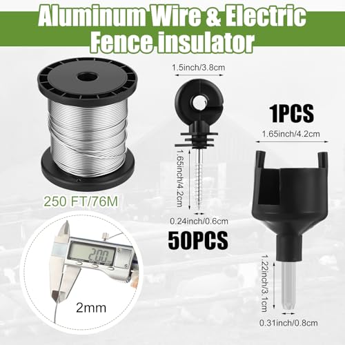 MorningRo Electric Fence Charger Set 110VAC 0.15 Joule Electric Plug in Fence to Contain Pet Poultry Keep Rodent, 50 Black Insulator and 1 Socket Tool 250ft Aluminum Wire for Garden Pond Protection - style: 0.15 Joule