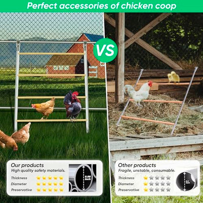 Chicken Perch for Coop, Sturdy Chicken Roosting Ladder, Easy Assembly, 25mm Diameter Galvanized Pipe and Wooden Material, Chicken Roost Essentials for Backyard Poultry (41.7" W x 55" H)