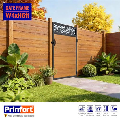 4x6FT (46.78"W X 70.8"H) 201 Stainless Steel Anti Sag Wooden Fence Gate Kit Heavy Duty Garden Gate Frame Hardware Kit Reinforcement (Left/Right Free-Installation) - size: W4xH6 FT-European