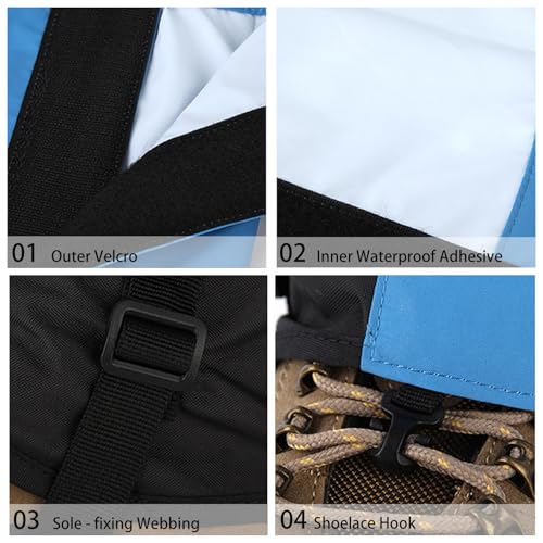 Winter Snow Gaiters for Hiking - Waterproof Ankle Covers for Snow Trekking, Skiing - Universal Fit Men Women - color: Navy Blue