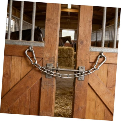 Ipetboom 1 PC Gate Latch Barn Chain Lock Stainless Steel Horse Gate Lock Adjustable Fence Gate Pull Lock Latch Gate Opener for Metal Wooden Fences Garden Backyard Door for Home