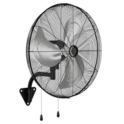 Tehanld Industrial Wall Fan 26 Inch - 4708 CFM High Velocity Airflow, Heavy Duty Metal Wall Mounted Fan with Dual Pull Chains & 90° Oscillation, 3-Speed Commercial Fan for Warehouse & Barn - size: 26 INCH