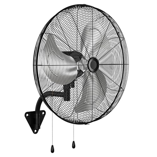 Tehanld Industrial Wall Fan 30 Inch - 7800 CFM High Velocity Airflow, Heavy Duty Metal Wall Mounted Fan with Dual Pull Chains & 90° Oscillation, 3-Speed Commercial Fan for Warehouse & Barn - size: 30 INCH