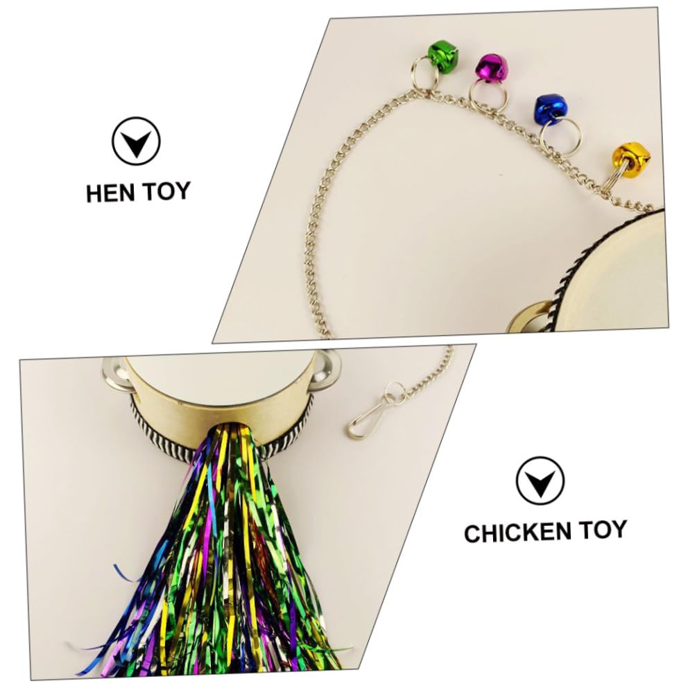 UPKOCH Stainless Steel Chicken Toy Double-Sided Mirror Drum for Rooster Hen Sturdy PET Plaything for Coop Fun Engagement