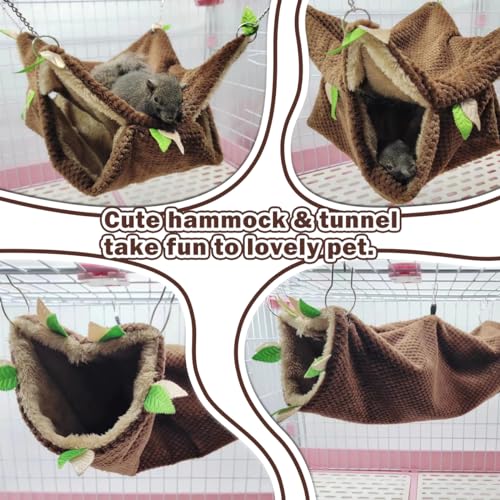 EAEDMY Ferret Rat Hammock Tunnel Toys Cage Accessories, Guinea Pig Hideout Tunnel, Warm Bed for Rat Ferret Guinea Pig Sleep Hide and Play (3.Hammock) - color: 3.Hammock