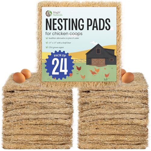 MagJo Aspen Nesting Pads for Chicken Coops - USA Grown Aspen Excelsior Nest Box Liners 13x13-24 Pack - size: 24 PACK