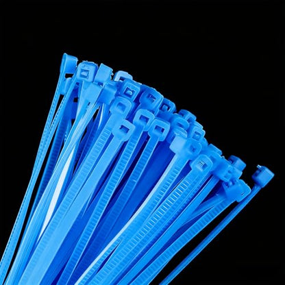 Zip Ties, 100pcs Blue Zip Ties 8 Inch, Plastic Ties Small Zipties Cable Tie Wraps, Multi-Purpose Cable Management Ties, Self-Locking Ziptie for Office and Home(Can bear 30lb) - color: Blue, size: 8" (100 Pack)