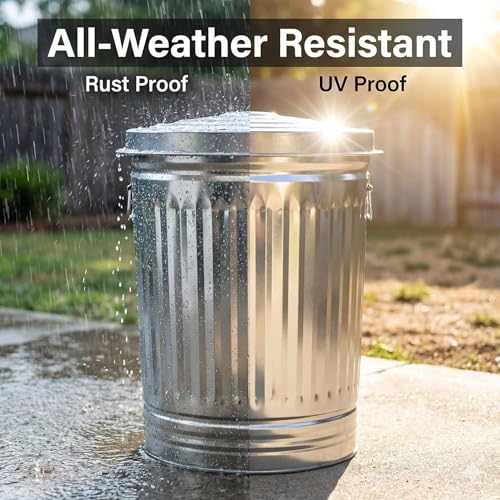 31 Gallon Galvanized Steel Trash Can with Lid, Heavy Duty, Rodent Proof, Weather Resistant, for Outdoor Garbage, Pet Food, Seed & Charcoal Storage