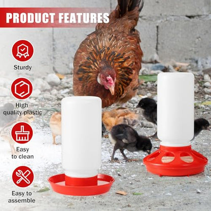 7PCS Chick Feeder and Waterer Kit with Wooden Perch,Baby Poultry Starter Set with Chick Perch for Small Poultry Chicks Ducks Quail Pigeons Birds(Red Chick Feeder Waterer Kit) - color: 7PCS Chick Feeder and Waterer Kit with Chick Perch