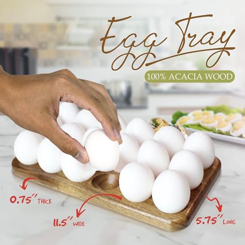 Gui's Chicken Coop Egg Tray - Rustic Wooden Egg Holder For Eggs Usable in Kitchen Refrigerator, or Countertop for Display or Storage - Easy to Clean… (18 Eggs)
