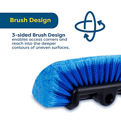 SCRUBIT 12" Car Wash Brush with Soft Bristles for Car Truck Boat Deck & House Cleaning, Exterior Washing Brush Connects with Pole & Hose, Storage Bag Included (Blue) - color: Blue