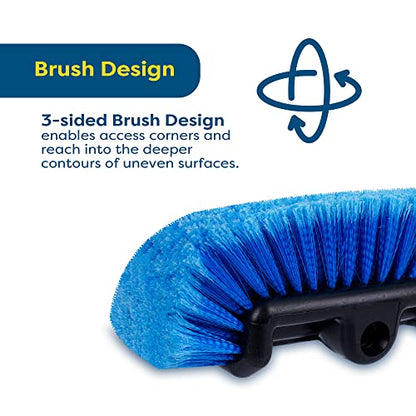SCRUBIT 12" Car Wash Brush with Soft Bristles for Car Truck Boat Deck & House Cleaning, Exterior Washing Brush Connects with Pole & Hose, Storage Bag Included (Blue) - color: Blue