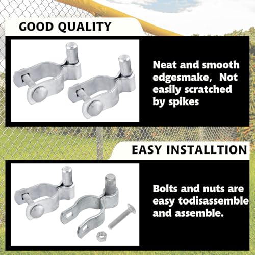 4 Pack 1-3/8" Chain Link Fence Frame Gate Post Hinge,Galvanized Steel Gate Hinge for Fence Posts, Chain Link Fence Parts for Farm Gate, Bolts & Nuts Included - size: 1-3/8" Male