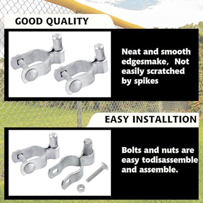 4 Pack 1-3/8" Chain Link Fence Frame Gate Post Hinge,Galvanized Steel Gate Hinge for Fence Posts, Chain Link Fence Parts for Farm Gate, Bolts & Nuts Included - size: 1-3/8" Male