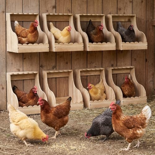Tlence Single Compartment Hens Nesting Box, 14.5 x 13.75 x 13 Inch Wood Chicken Laying Eggs Boxes, Large Heavy Duty Chicken Coop Nest Box Accessories for Duck Birds Poultry, Easy Assembly