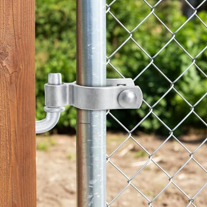 2 Pack Farm Gate Hinge Set, 5/8'' x 2'' Chain Link Fence Frame Gate Post Female Hinge, 5/8" x 4-1/2" Wood Post Male Lag Screw Hinge Pin for Fence Posts