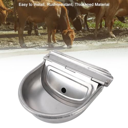 Dpofirs Large Capacity Animal Water Bowl | Automatic Stainless Steel Drinking Trough Dispenser for Livestock Dogs Horses Cows Easy