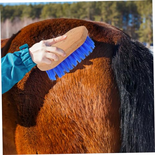 Mikikit Horse Grooming Brush Hard Bristles Handle for Cattle and Livestock Horse Fur Cleaning Comb for Shedding and Mud Removal