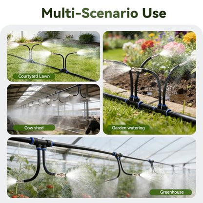 75Ft 1/2" Tubing High-Flow Drip Irrigation System, 360° Adjustable Garden Watering System with 40 Nozzles, Dual-Side Watering Kit for Raised Beds, Greenhouses & Efficient Plant Irrigation - size: 75Ft