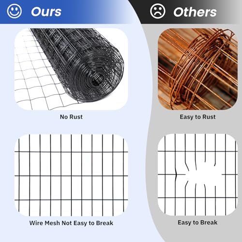 2×3in 36''×50' Welded Wire Mesh, Chicken Wire Mesh Metal Garden Plant Fencing, Black PVC Coated Raised Garden Bed Plant Supports Poultry Netting, Welded Fence Rabbit Cage - size: 2x3in 36inx50ft