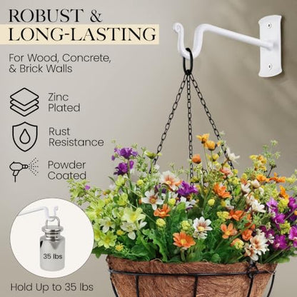 RTZEN Plant Hangers Outdoor or Indoor - Wrought Iron Metal Hanger Indoor Hook - Heavy Duty Wall Bracket Hooks for Hanging Plants Baskets Lanterns Bird Feeders - 2 Pack (White Shepherds Hooks 7.5") - size: 7.5 Inch, style: Shepherds Hooks - W