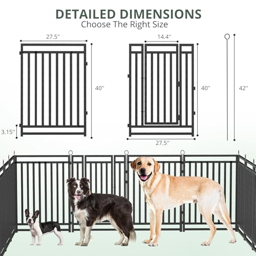 Dog Fence Outdoor Indoor, 40 Inch Height 48 Panels Dog Playpen for Large/Medium/Small Dogs Metal Dog Pen for Yard Camping and RV | Black-Silver,Patented - size: 40" height, style: 48 Panels