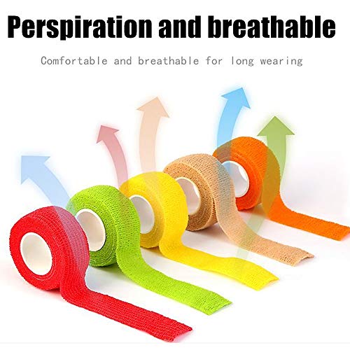 (12-Pack) 1” x 5 Yards | Self Adhesive Bandage Wrap, Kuvvfe Athletic Elastic Cohesive Bandage for Sports Injury,Strain,Knee & Wrist,Ankle Sprains & Swelling First Aid - size: 1x180 Inch (Pack of 12)