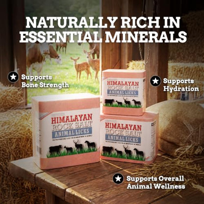 Salt Block for Deer & Horses – Compressed Mineral Salt Lick for Livestock, Cattle & Goats – Himalayan Secrets Pink Rock Salt Block (11LB/5KG, Block w/ Mounting Hole) - size: 11 Pound (Pack of 1)