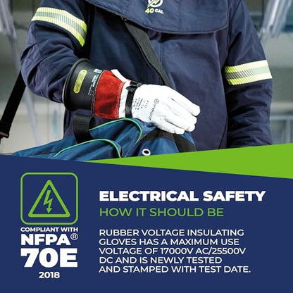 Premium Class 00 Insulated Electrical Gloves Kit, 500V AC / 750V DC, YellowWeaver Arborist Legacy Logging Belt & Suspenders - size: Gloves - Medium Kit, Size 10