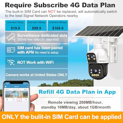 GENBOLT 4G AOV Cellular Solar Security Camera Outdoor Wireless, 7/24 Recording 3MP+3MP No WiFi IP Surveillance Camera with Sim Card, 8W 15600mAh Battery Operated LTE Camera CCTV