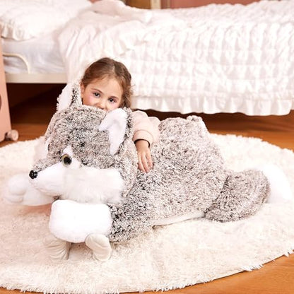 IKASA Giant Wolf Stuffed Animal Plush Toy, 30 Inches Big Soft Toys for Kids Girls Boys Girlfriend - style: Wolf