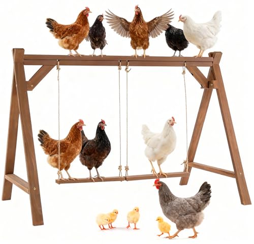Chicken Roosting Bars with 2 Swings, A Frame Hold 6-8 Chickens | 50inch Long Chicken Perch, Stable & Ideal for Pet's Healthy and Play