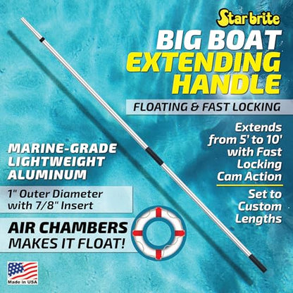 STAR BRITE Extend-A-Brush Handles - Fixed & Telescoping Floating Handles - Quick Connect for Boat, RV, Pool, Auto, Home Cleaning - Durable, Versatile Extension Handles for Multiple Accessories - style: 5'-10' Big Boat Extend-A-Brush