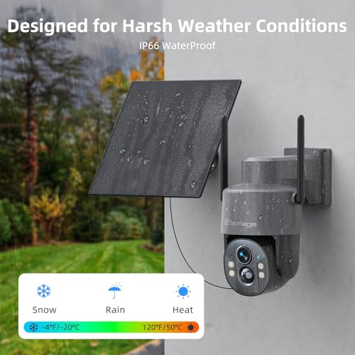 Techage 4G LTE Cellular Solar Security Camera Wireless Outdoor, 2.5K NO WiFi Security Camera with Color Night Vision, 360° PTZ Live View, PIR Motion Detection, 2 Way Talk, 64GB Card Built-in SIM Card - color: Grey-CQ1SG-64GB