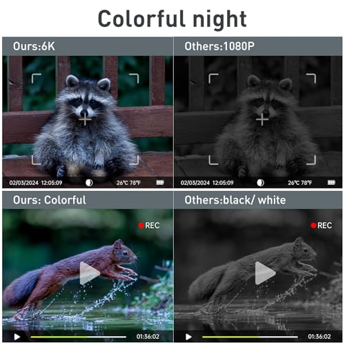 Trail Camera Full Color 6K 64MP Solar WiFi Game Hunting Camera with Night Vision,Built-in 7500mAh Battery, IP67 Waterproof, Thermal Sensitivity Activated Field Camera