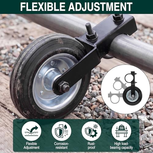 Farm 2 Way Gate Latch and 6" Farm Gate Wheel Heavy Duty Lockable Livestock Cattle Hardware Anti-sag for Ranch Horse Corral, Screws and Instructions Included