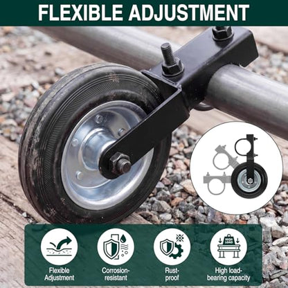 Farm 2 Way Gate Latch and 6" Farm Gate Wheel Heavy Duty Lockable Livestock Cattle Hardware Anti-sag for Ranch Horse Corral, Screws and Instructions Included