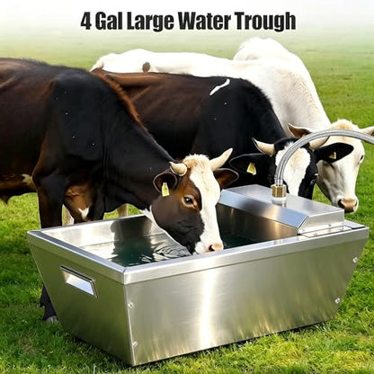 4Gal Dog Water Bowl Dispenser Large Breed Outdoor Automatic Livestock Water Trough Livestock Waterer for Large Dogs Goat Sheep Cow Horse