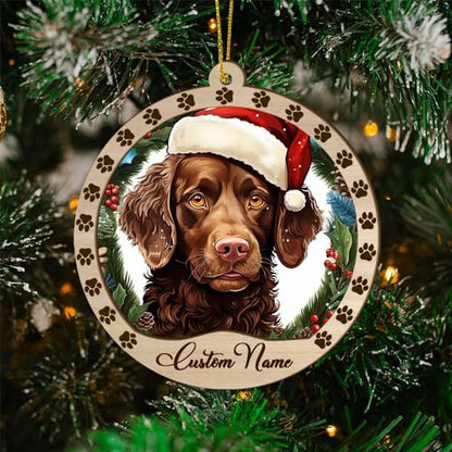 Personalized American Water Spaniel Ornament, American Water Spaniel Christmas Ornament, Custom Name American Water Spaniel Dog Suncatcher for Christmas Tree - color: American Water Spaniel