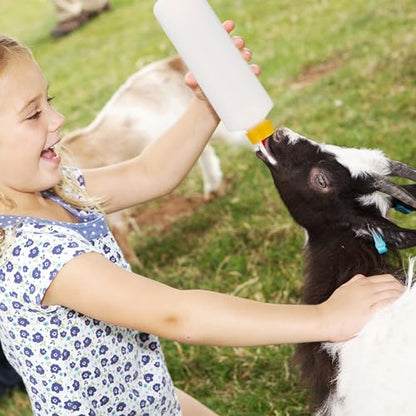 Sewroro 1 Set Lamb Milking Bottles and Goat Milk Bottles with Nipples, Plastic Livestock Feeding for Baby Goats and Small Animals, Farm Use