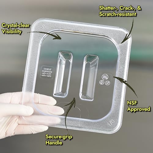 CURTA 6-Pack 1/4 Size 4" Deep NSF Polycarbonate Food Pans with Handled Lids & Drain Trays | Dishwasher & Freezer Safe Clear Container for Prep Tables, Buffet, Salad Bar, Commercial & Home Kitchen - color: 1/4 Size, size: 4" Deep Pan with Lid
